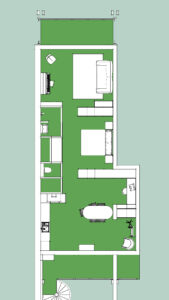 Plattegrond van de indeling appartement groen